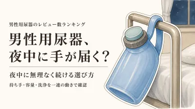 男性用尿器のレビュー数ランキング｜介護用品を夜中のベッド脇で持ちやすさ・容量・洗浄で比較