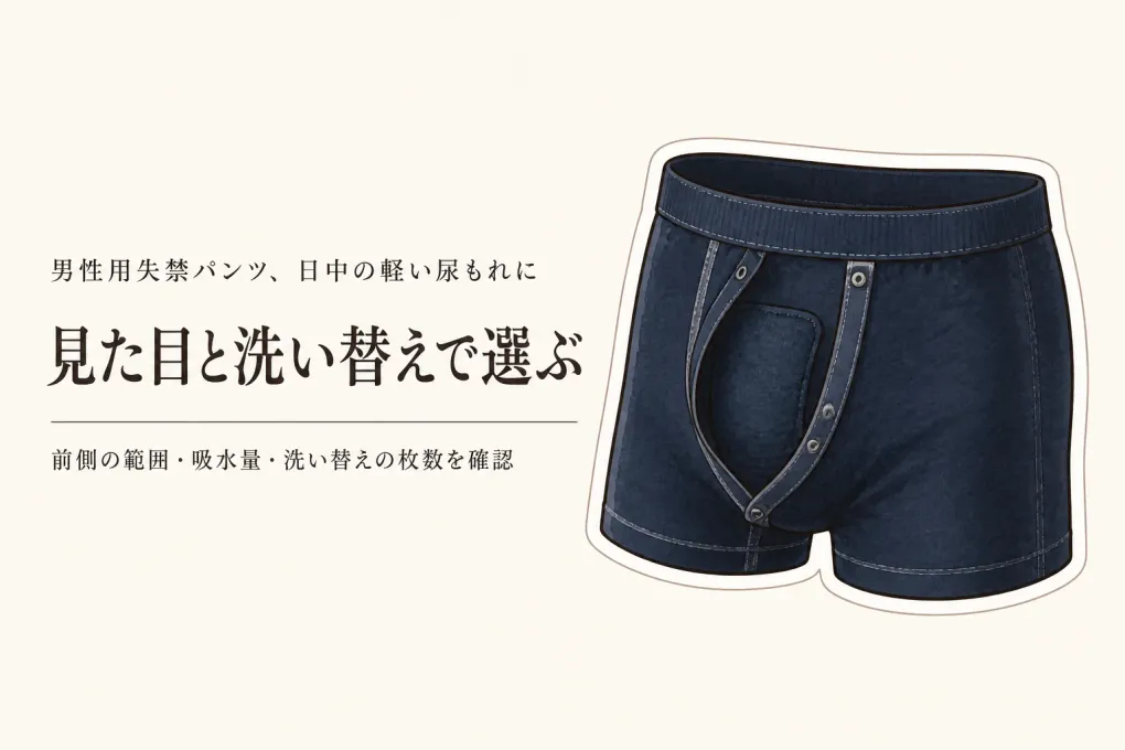 男性用失禁パンツのレビュー数ランキング｜日中の軽い尿もれを前側・洗い替え・見た目で比較