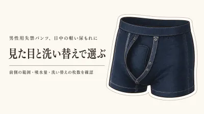 男性用失禁パンツのレビュー数ランキング｜日中の軽い尿もれを前側・洗い替え・見た目で比較
