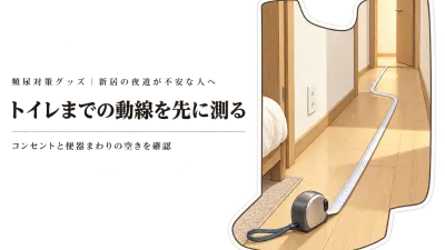 春の新生活前に寝室からトイレまでを測る｜コンセント式人感センサーライトとトイレ据え置き手すりの選び方
