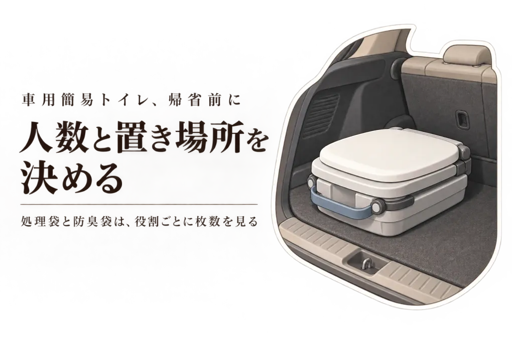 年末年始の車帰省に簡易トイレと防臭袋｜人数・置き場所で決める車用の備え